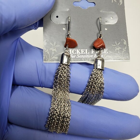 2/$30 Silver tone Beaded Fringed Fishhook Drop Dangle Earrings Women's Jewelry - Picture 8 of 8